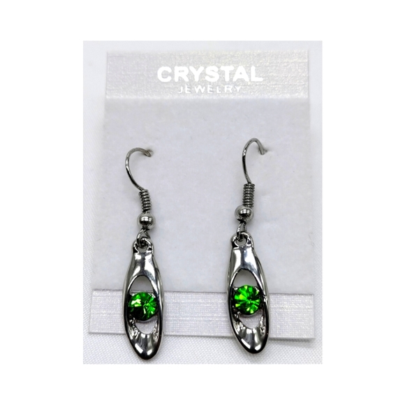 NEW Peridot Green Cubic Zirconia and White Gold Drop Earrings - Picture 5 of 9